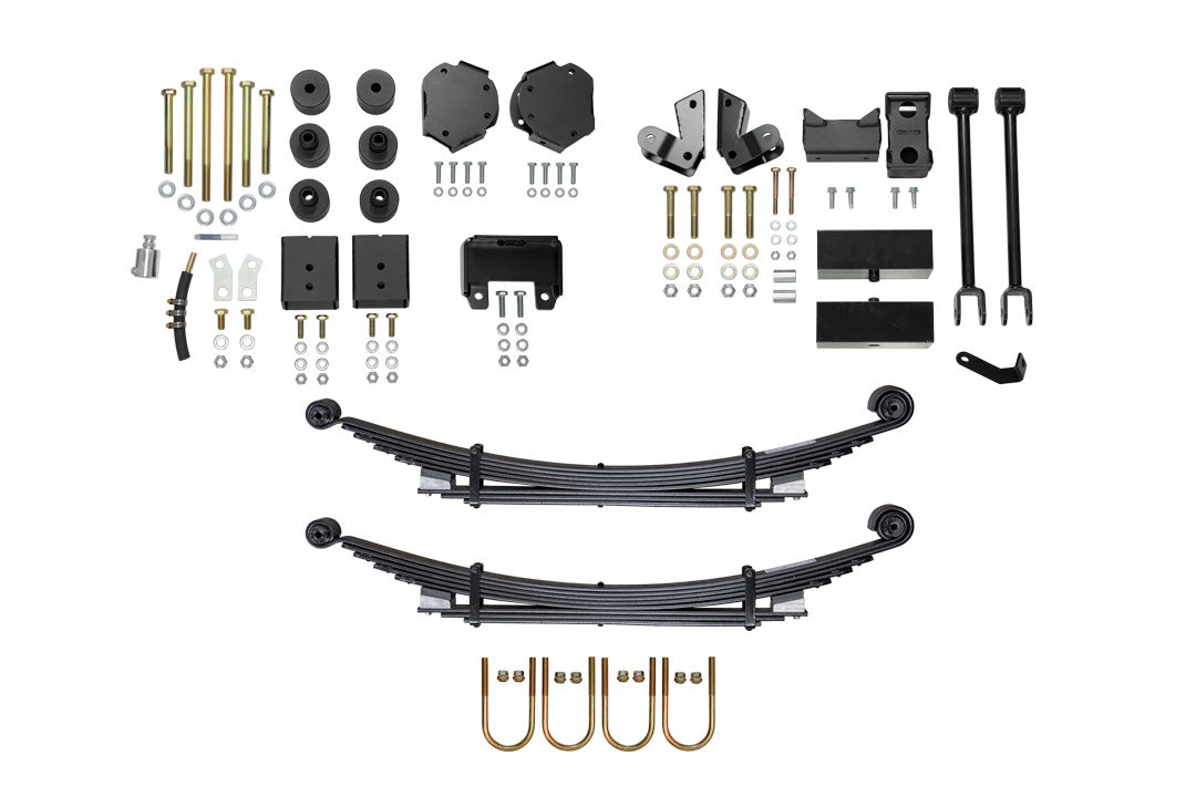 Close-up of the Van Compass Opti-Rate Striker 4x4 2 Lift Kit for Sprinter 2015-2022, featuring black metal parts, cables, and machined spacers.