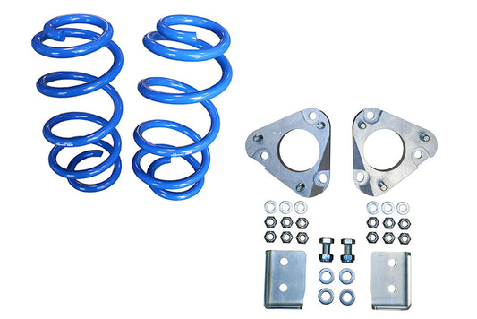 STAGE 4 TOPO 2.0 SYSTEM - TRANSIT RWD (2013+ SINGLE REAR WHEEL) by VAN COMPASS: Blue coil spring and metal components for improved van suspension and ride quality.