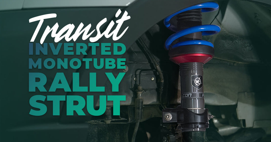 Van Compass Transit Monotube Rally Strut inside the wheel well of a Transit Van 