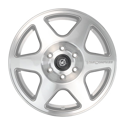 Van Compass Slice Wheel, Silver Machined, 17X8, 30Mm Offset, 6X130 Bc - Sprinter 2500, 07-Up