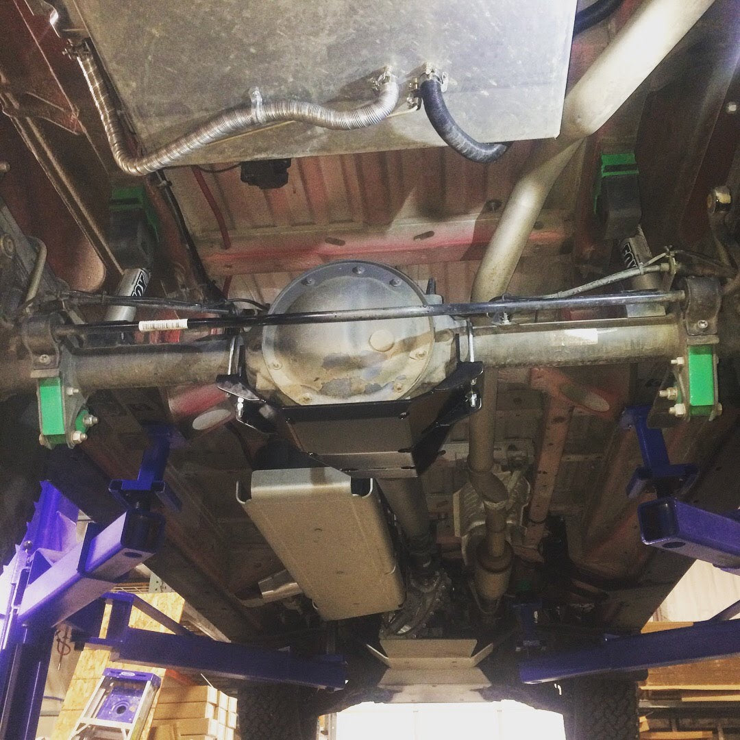 Differential skid plate for Sprinter vans (2015+ 2500 only) by Van Compass, providing rear differential protection with a robust, powder-coated steel plate.